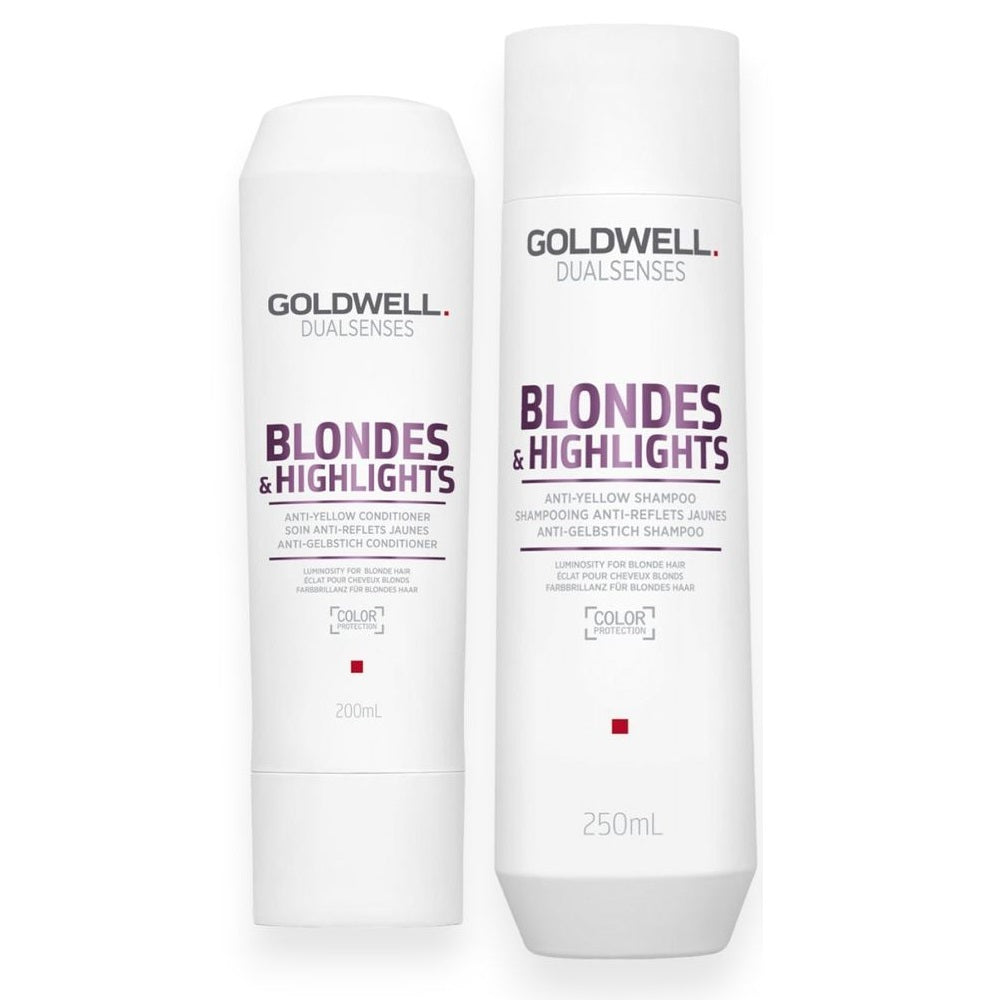 Goldwell Dualsenses Blondes & Highlights Set - Shampoing 250 ml + Après-shampooing 200 ml + Laque gratuite