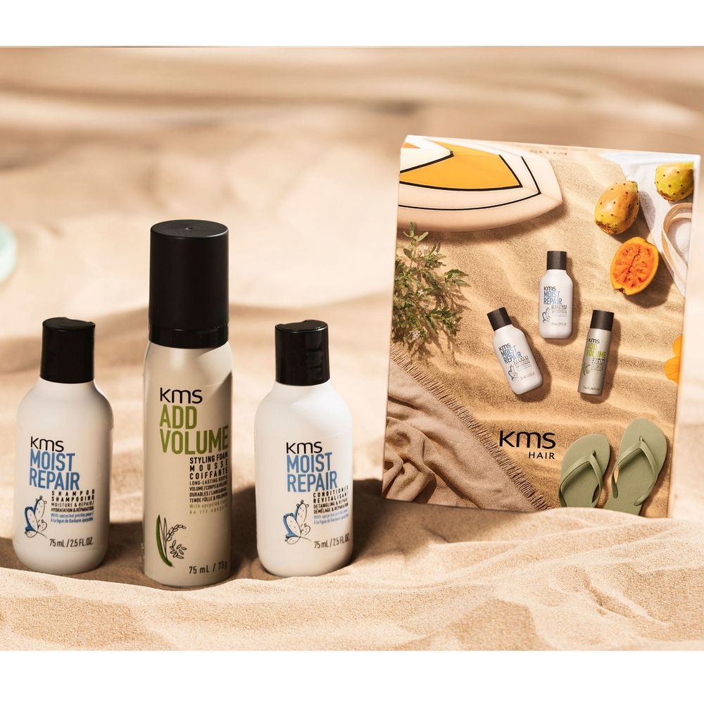KMS Moistrepair Travel Set - Shampoo 75 ml + Conditioner 75 ml + Addvolume Styling Foam 75 ml