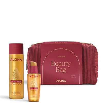 Alcina Geschenkset Nutri Shine – Shampoo 250 ml + Öl-Elixier 50 ml + Tasche