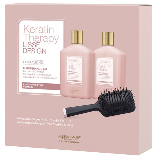 Alfaparf Milano Keratin Therapy REVITALIZING Geschenkset - Shampoo 250ml + Conditioner 250ml + Bürste