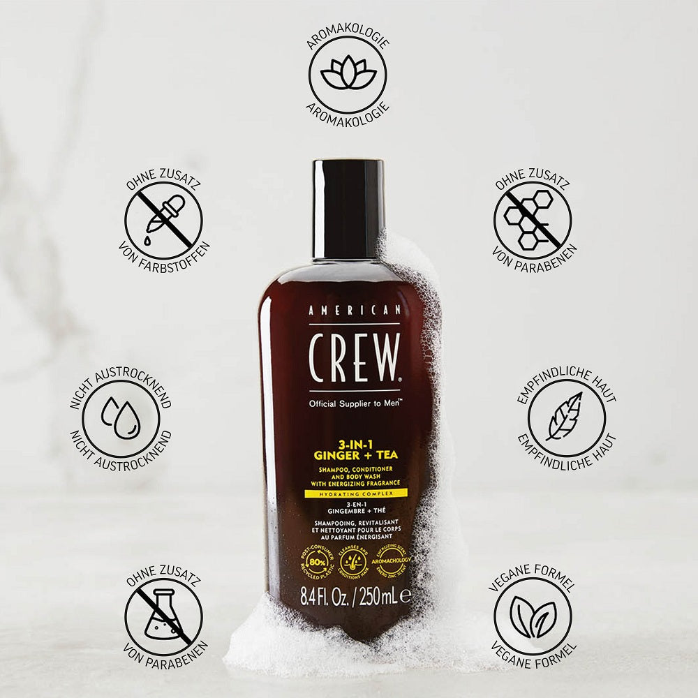 American Crew Ginger & Tea Energizing 3-in-1 Shampoo 250ml