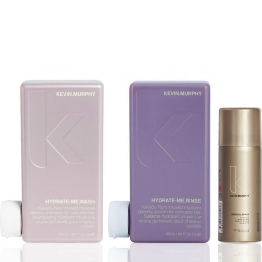 Kevin.Murphy Hydrate.Me Set inkl. Haarspray - Shampoo 250 ml + Conditioner 250 ml + Session Haarspray 100 ml