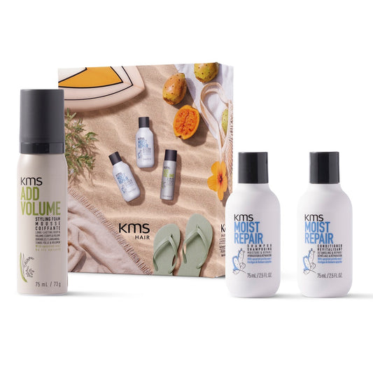 KMS Moistrepair Travel Set - Shampoo 75 ml + Conditioner 75 ml + Addvolume Styling Foam 75 ml