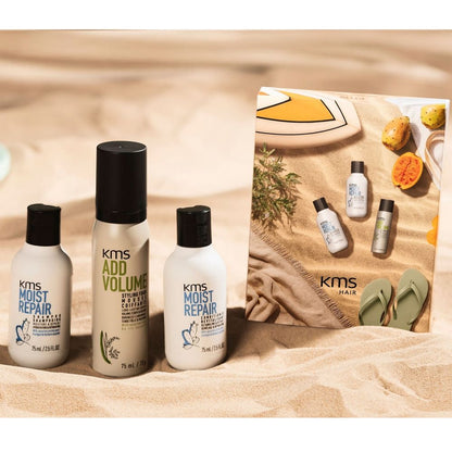 KMS Moistrepair Travel Set - Shampoo 75 ml + Conditioner 75 ml + Addvolume Styling Foam 75 ml