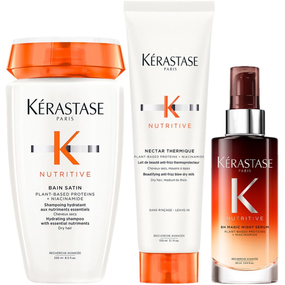Kérastase Nutritive Set - Bain Satin 250 ml + Nectar Thermique 150 ml + 8H Magic Night Serum 90 ml