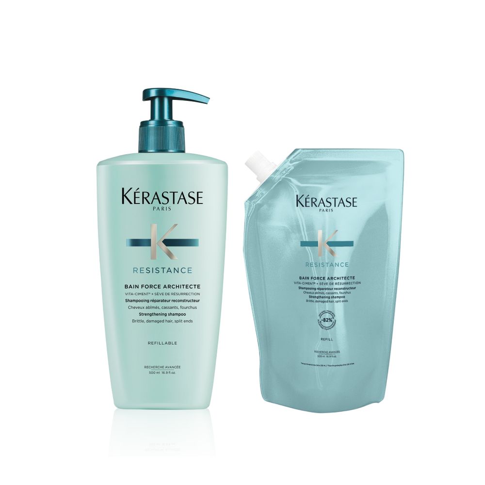 Kérastase Resistance Bain Force Architecte Refill Bundle - Shampoo 500 ml & Nachfüllpack 500 ml