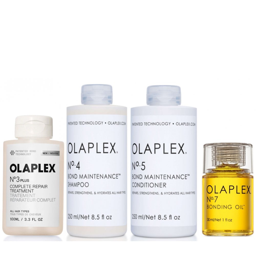 Olaplex Set - No. 3 PLUS Treatment + Shampoo No. 4 + Conditioner No. 5 + Bonding Oil No.7