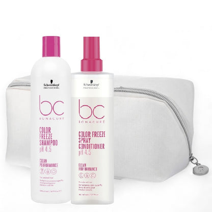Schwarzkopf BC Color Freeze Shampoo 500 ml + Spray Conditioner 400 ml + Kosmetiktasche