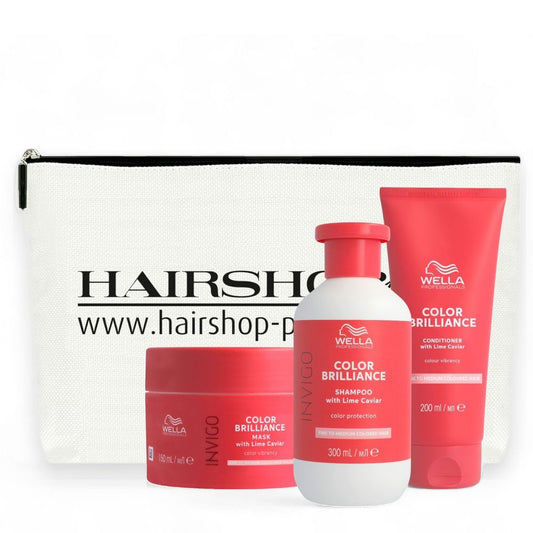 Wella Professionals Invigo Color Brilliance Geschenkset Shampoo 300 ml + Conditioner 200 ml + Mask 150 ml + Kosmetikbeutel