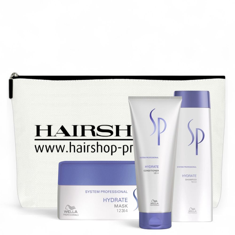 Wella SP System Professional Hydrate Geschenkset Shampoo 250ml + Conditioner 200ml + Mask 200ml +  Kosmetikbeutel gratis