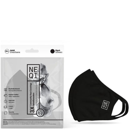 NEQI Mouth and Nose Mask Black 3pcs - Size ML